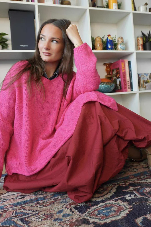 Big Softie Super Slant Knit Jumper Hot Pink 